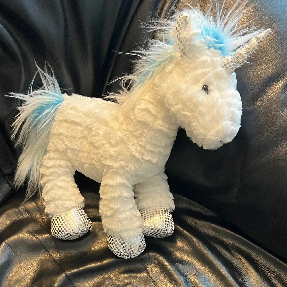 White and Blue Plush Unicorn Toy